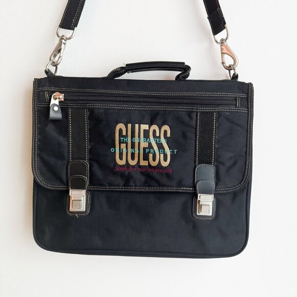 Vintage GUESS Nylon Large Spellout Book Messanger Bag - Picture 1 of 5